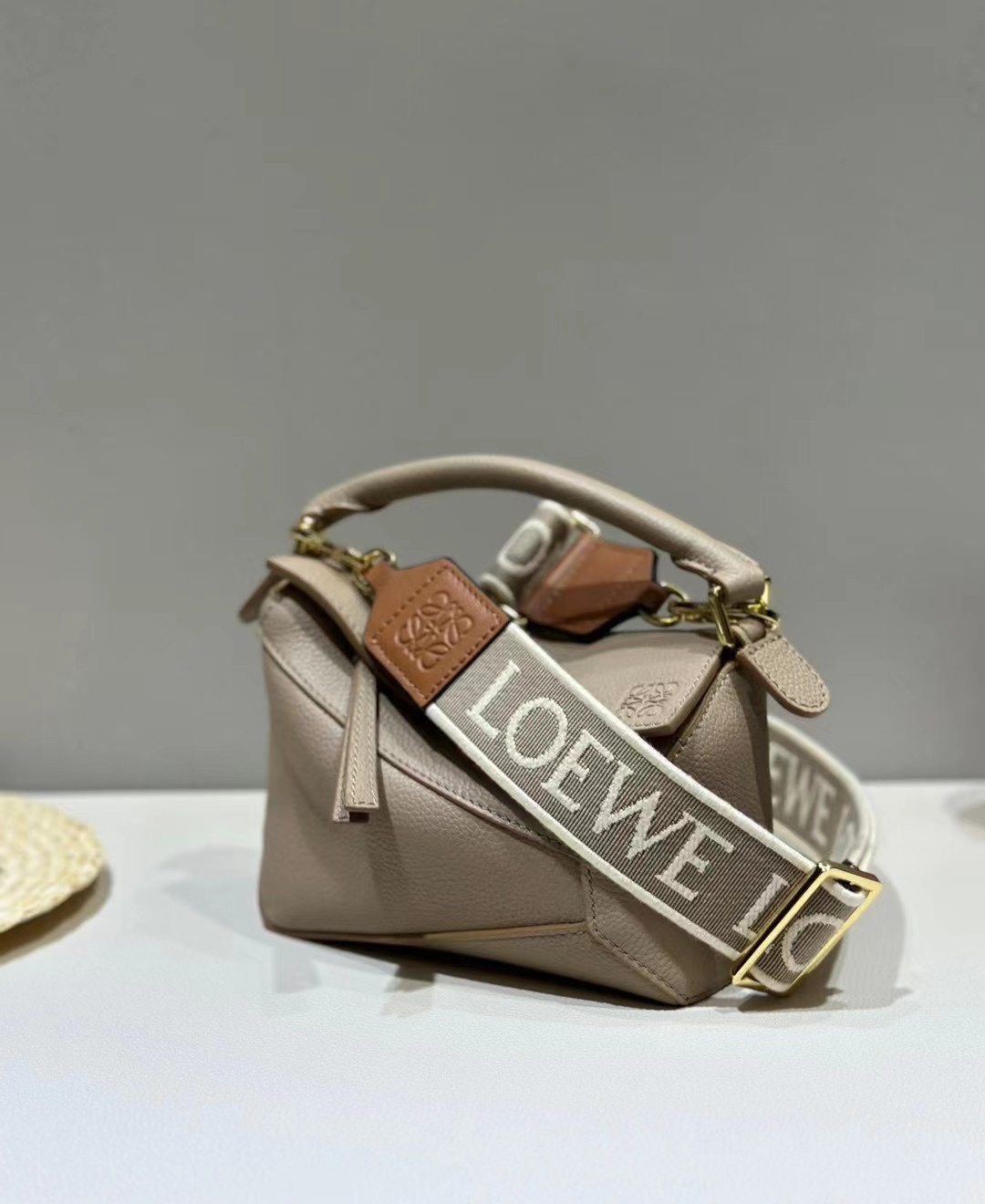 Loewe Mini Puzzle Bag in Soft Grained Calfskin Beige